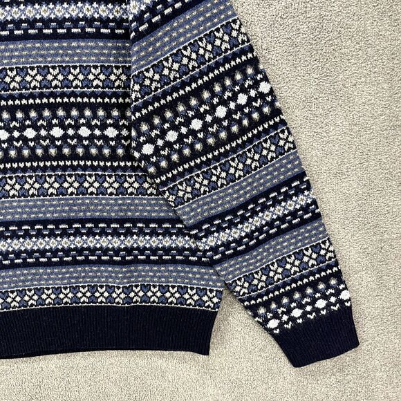 Peter Millar Sweater Mens XXL Blue Crewneck Fair Isle Merino Wool Blend $248 - Picture 8 of 16
